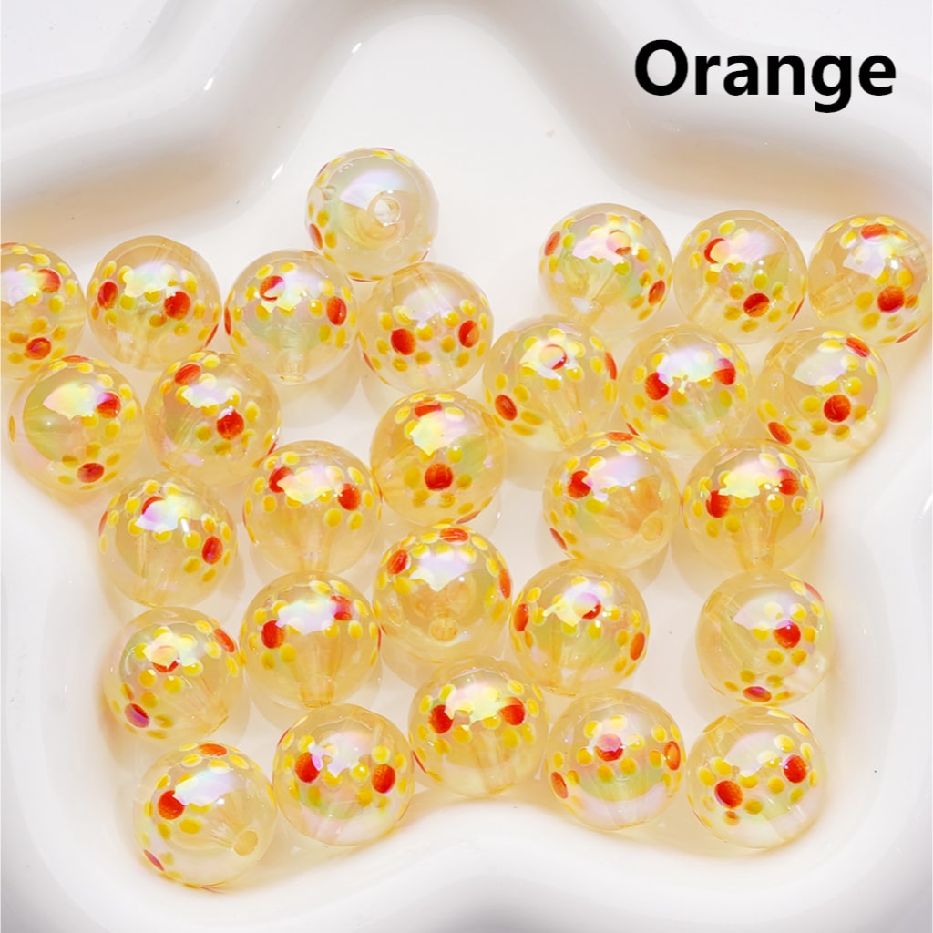Luminous UV Coating Translucent Multi-color Mini Cute Flower Round Acrylic Beads, 16MM (Single Color is available for 200pcs(Whole bag))