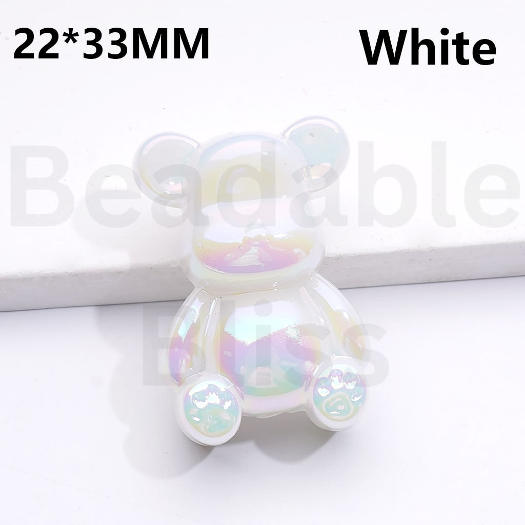 Acrylic Beads UV Coating Bearbric Solid Color 33*22MM (Single Color is available for 100pcs(Whole Bag))