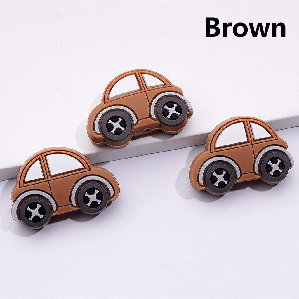 Silicone Focal Beads Cute Mini Vehicles Cars Multi-Color