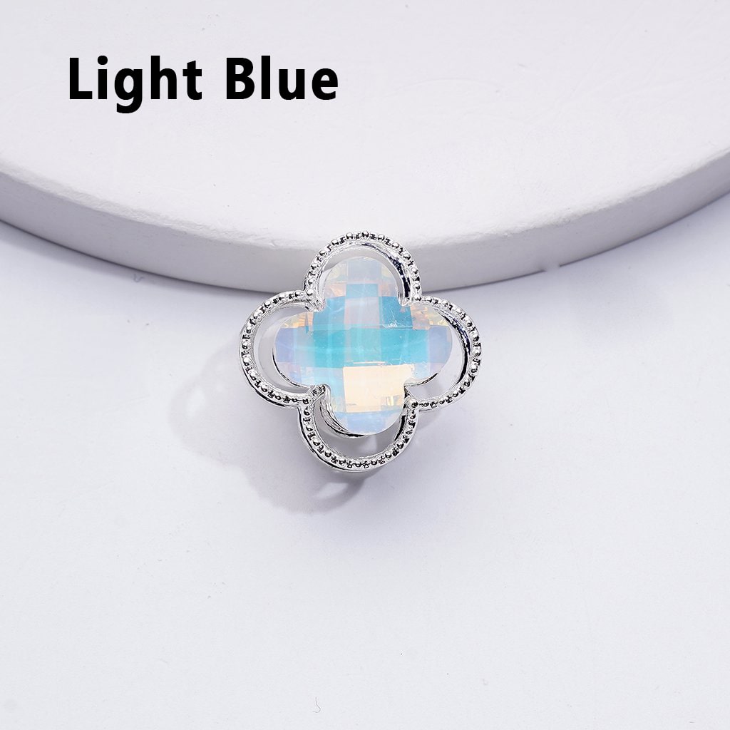 Delicate Fancy Silver Alloy Quatrefoil Flower Beads with Shiny Multi-Color Rhinestones, Around 16MM