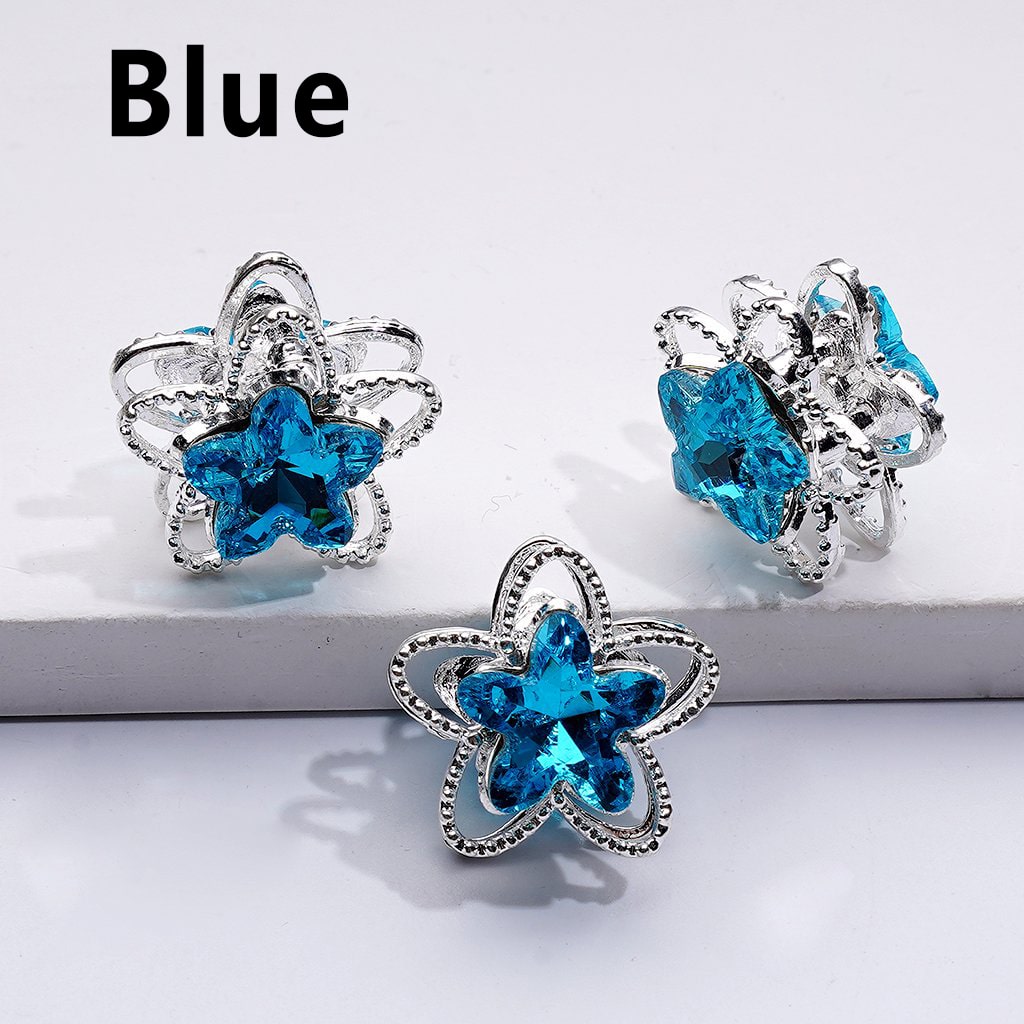 Exquisite Fancy Silver Alloy Five-petaled Flower Bead with Multi-Color Shiny Rhinestones, Around 19MM