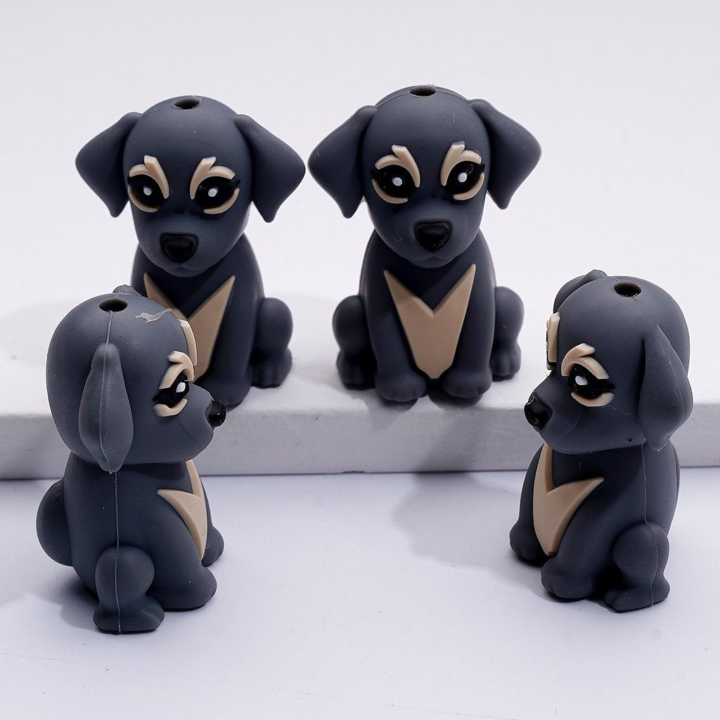 3D Multi-Color Cute Puppies Dogs Silicone Focal Beads