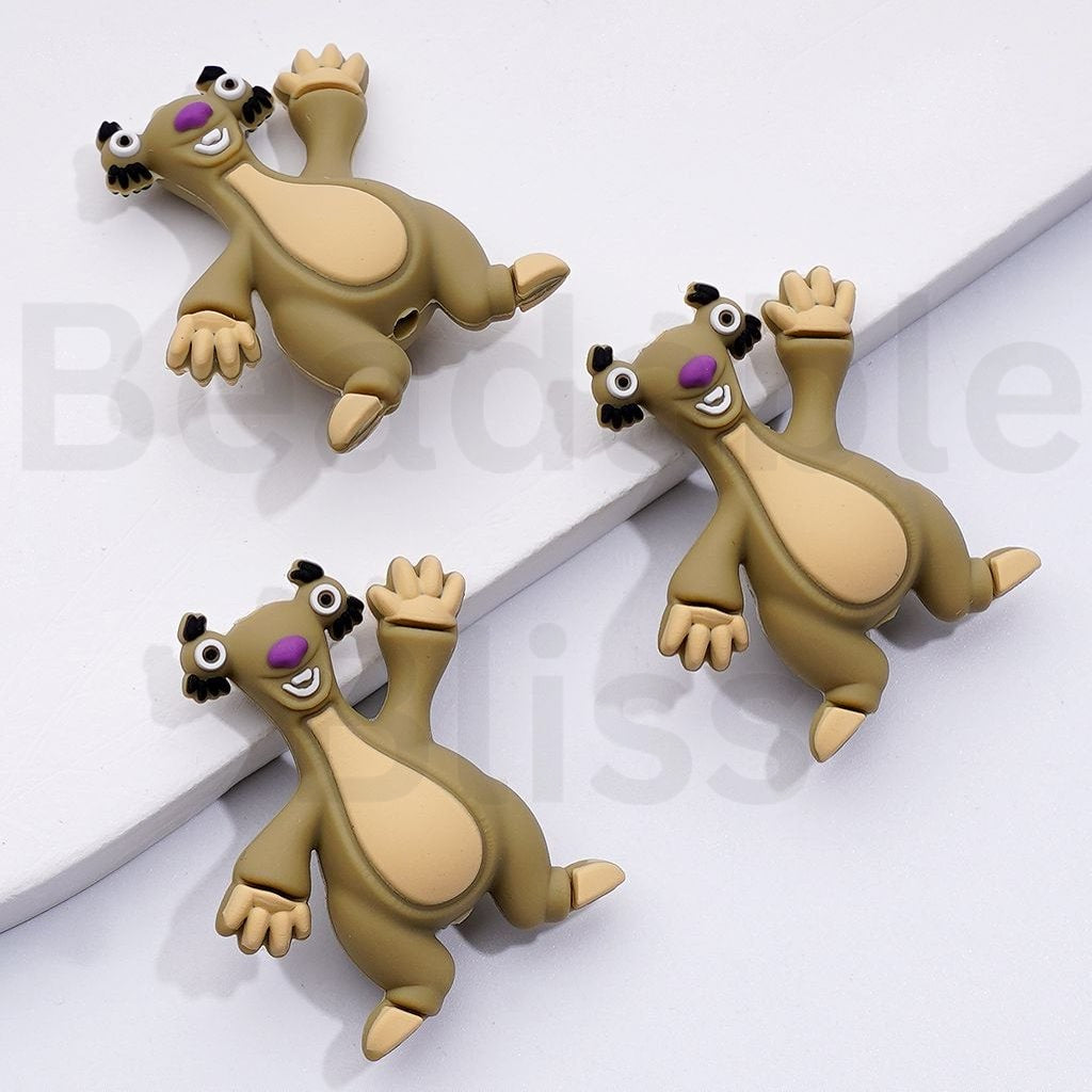 3D Cute Animals Squirrel Sloth Si Lion Ale Elephant Mann Penguin Skippe Saber-toothed Tiger Dieg Ice Ag Madgasca Silicone Focal Beads