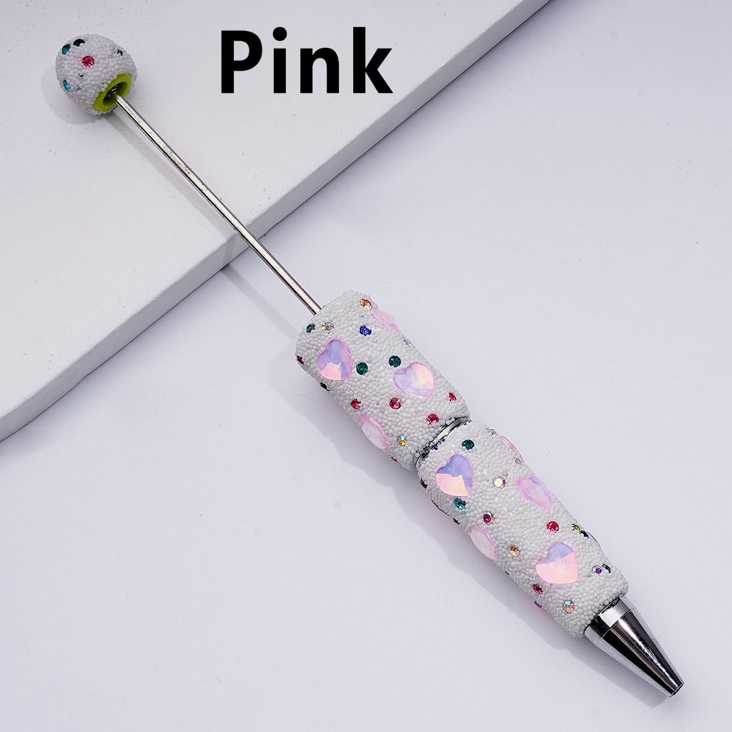 Beadable Jelly Color Hearts Shiny Rhinestones Mini White Snow Balls Clay Pen