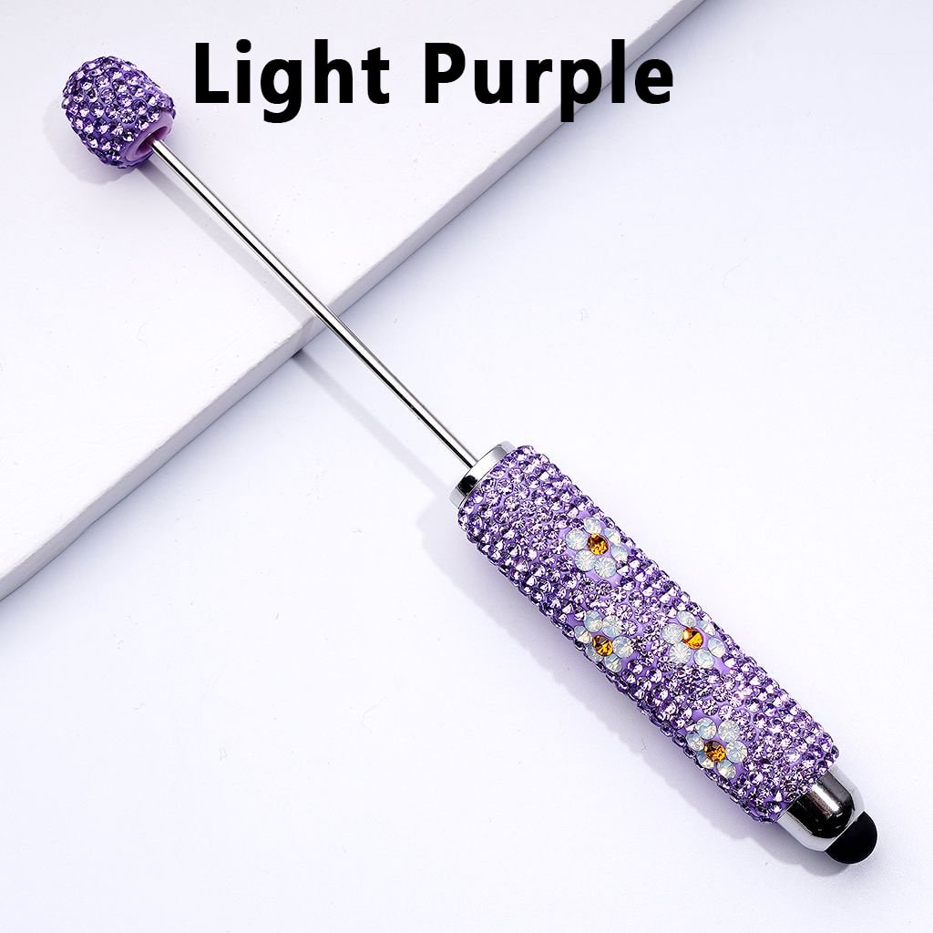 Beadable Clay Stylus Pen with Mini Cute Flowers Multi-Color Shiny Rhinestones