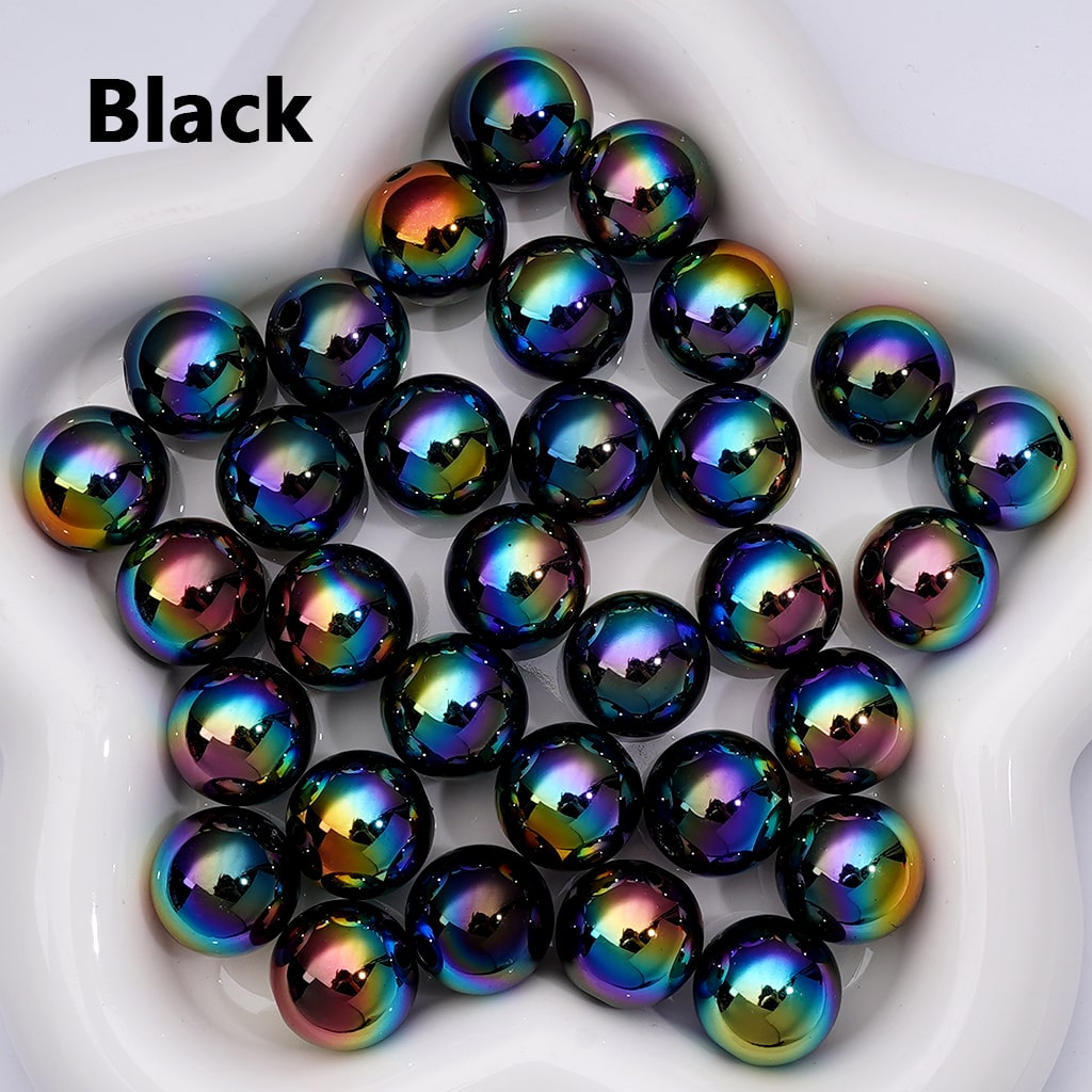 UV Coating Shiny Solid Color Round Acrylic Beads, 16MM