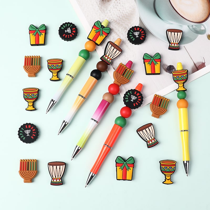 Silicone Focal Beads Happy Kwanzaa Gifts Candles Solidarity Cup African Drum