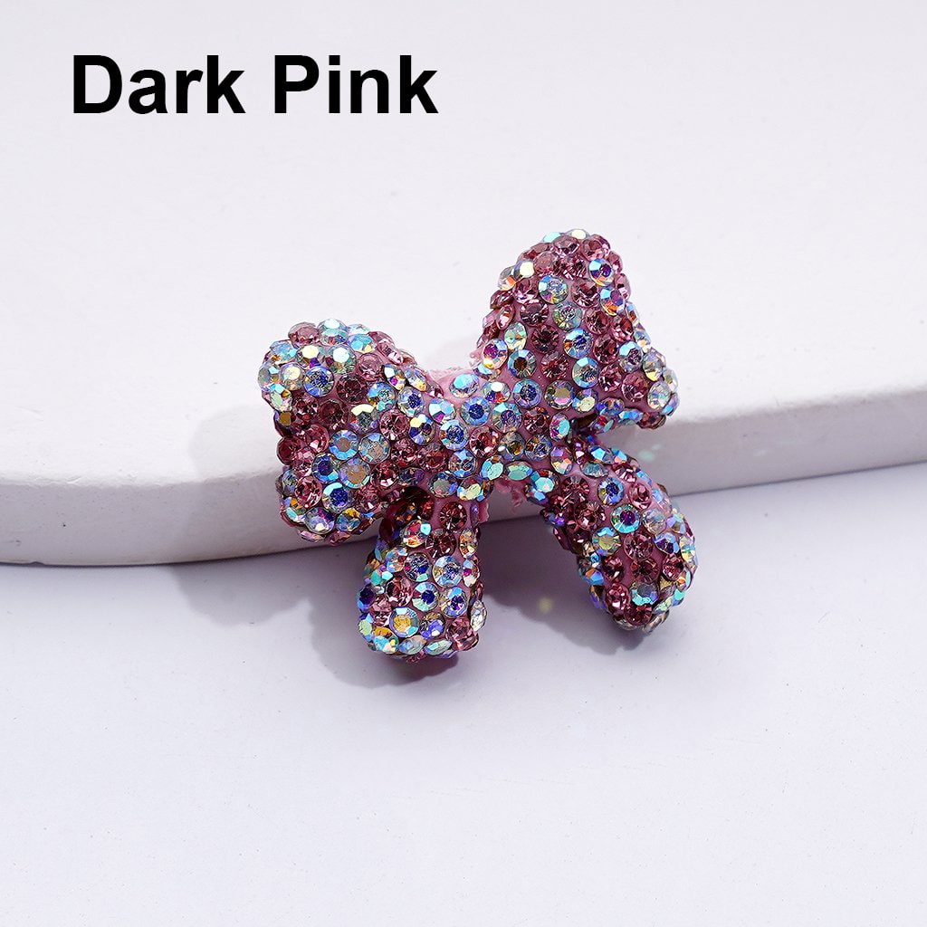 Multi-Color Cute Bowknot with AB Rhinestones Clay Beads, 24*26MM, Random Mix