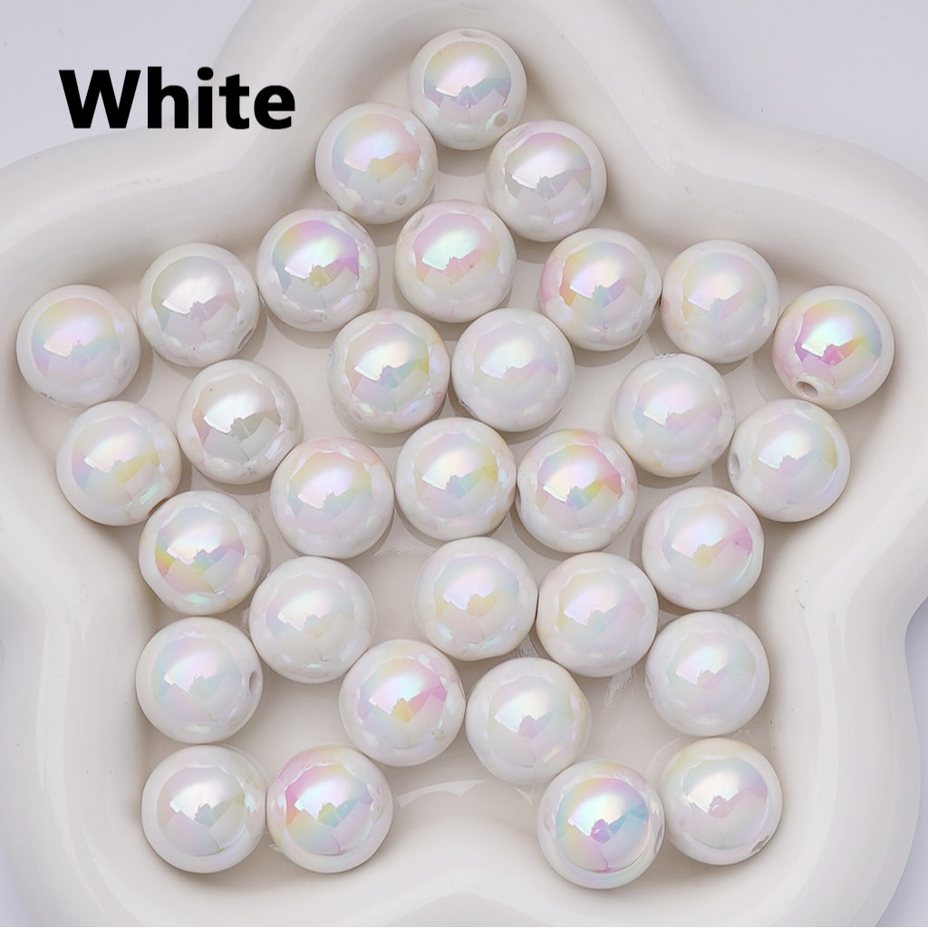 UV Coating Shiny Solid Color Round Acrylic Beads, 16MM