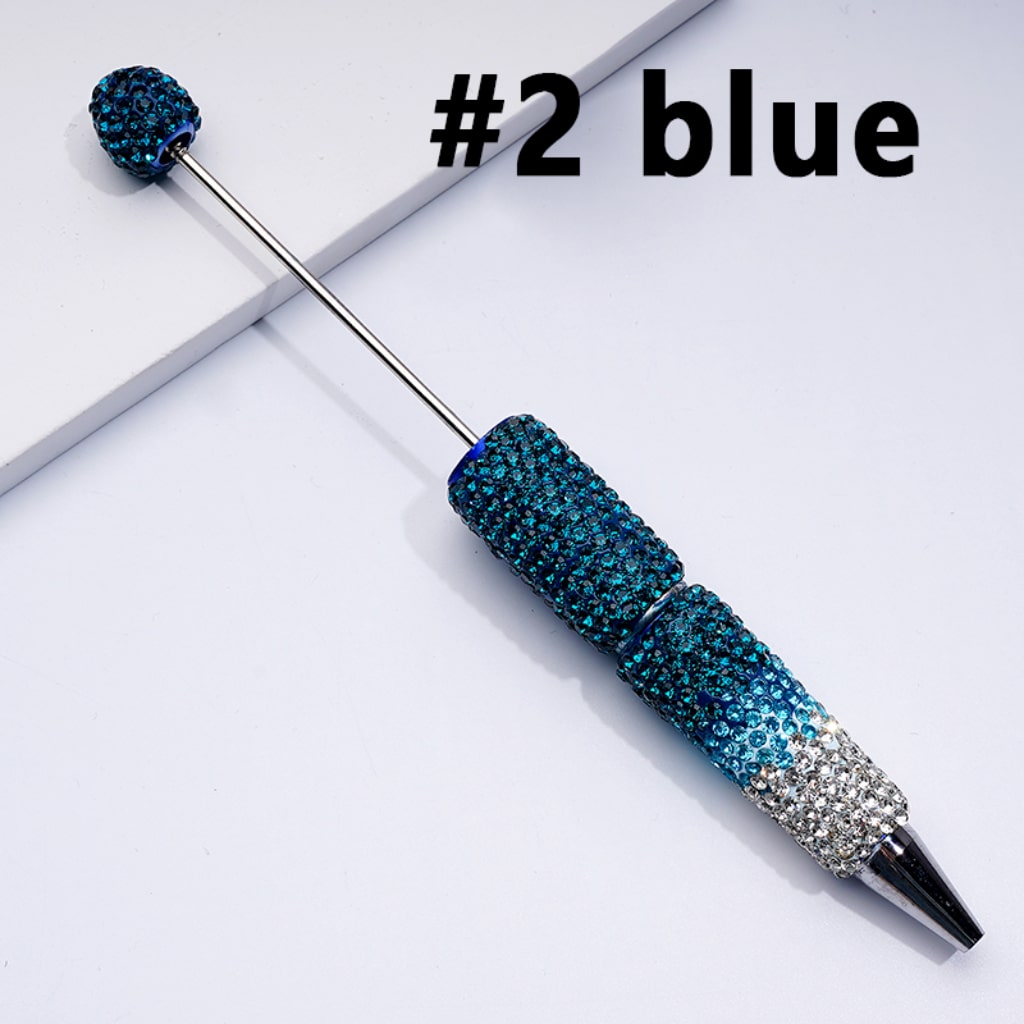 Ombre Color Beadable Clay Pens with Shiny Rhinestones Covered the Entire Pen