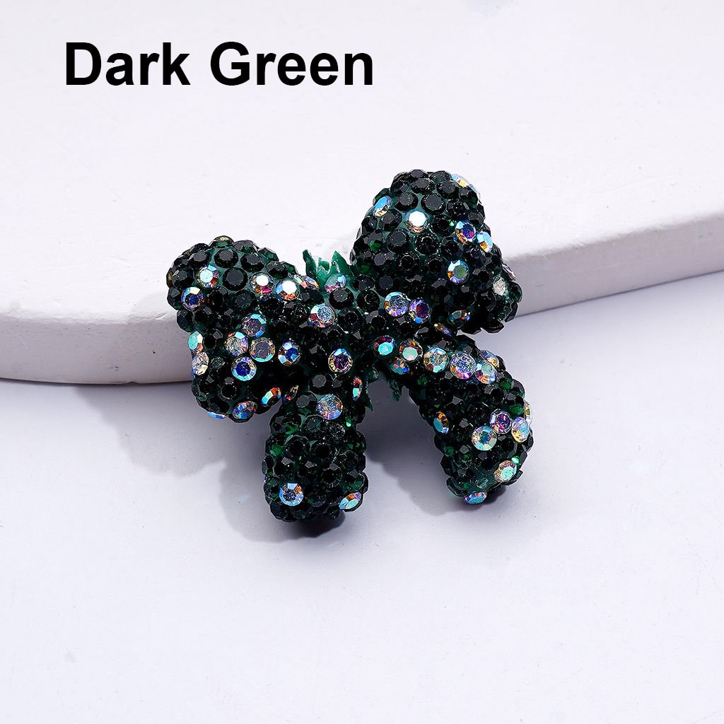Multi-Color Cute Bowknot with AB Rhinestones Clay Beads, 24*26MM, Random Mix