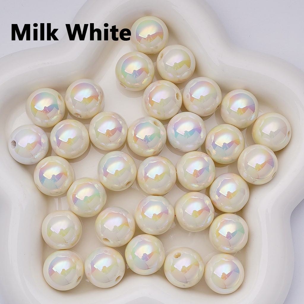 UV Coating Shiny Solid Color Round Acrylic Beads, 16MM