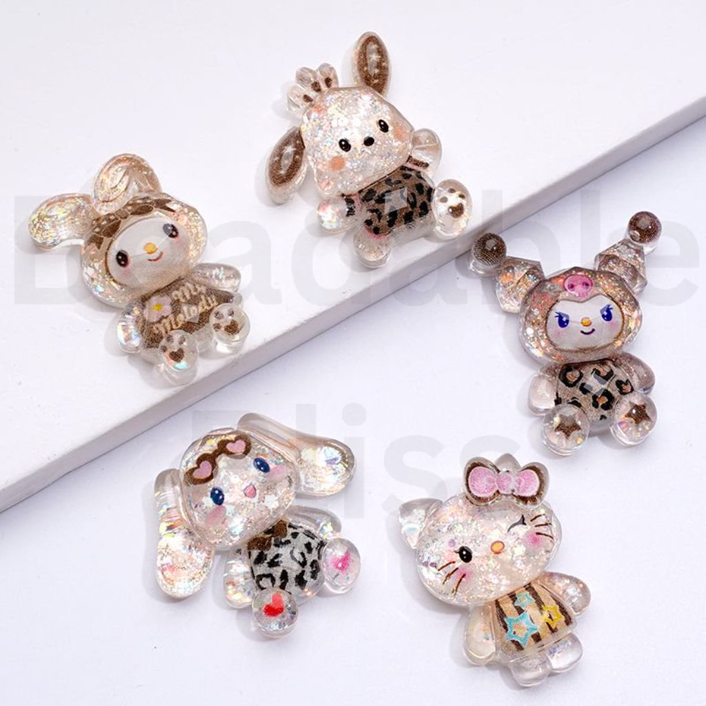 Mini Cute Sanri HK Kitten Kurom Melod Cinnamonrol Pochacc Charms for Phone Cases Jewelry Accessories, Around 28*20MM