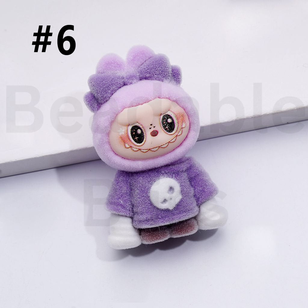 Cute Vivid Fuzzy Fluffy Labub Monster Pop Mar Pen Topper, Around 45*28MM(Half Through Hole)
