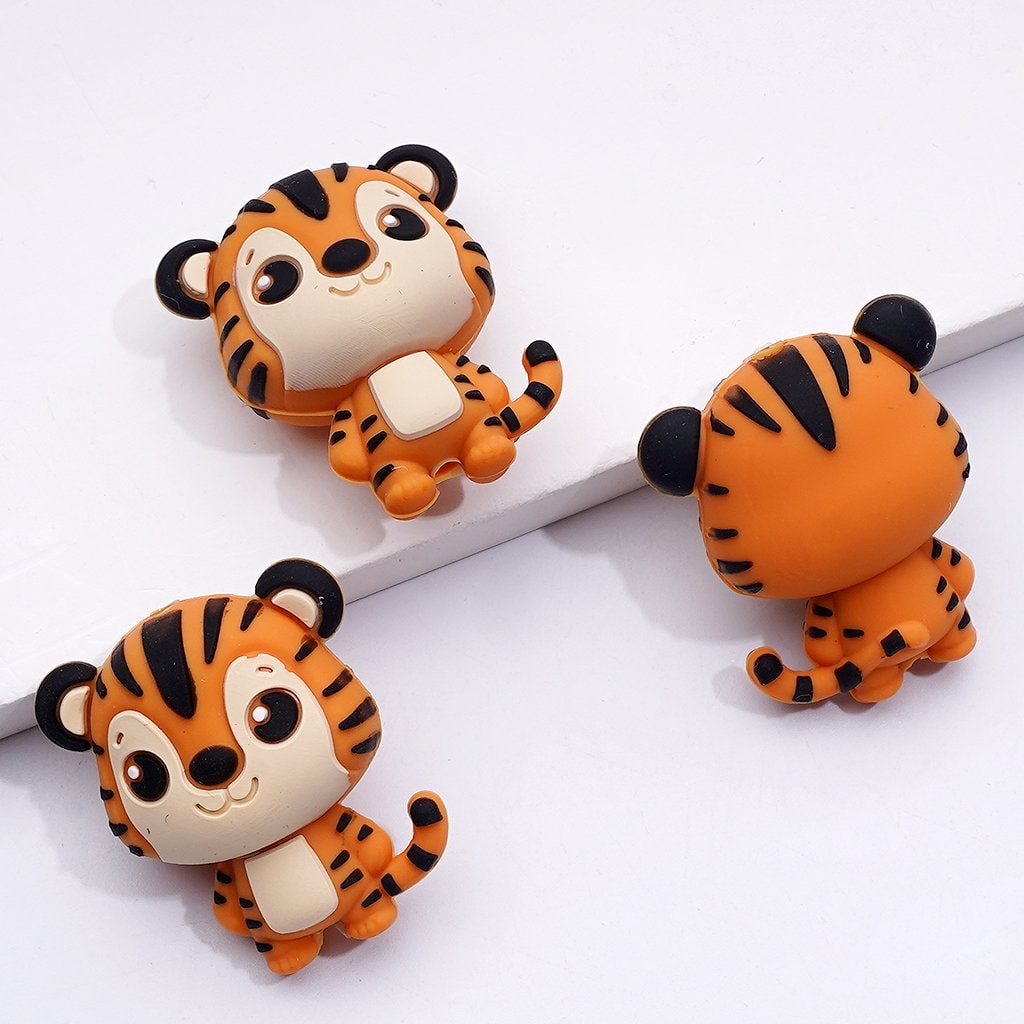 3Dの小さなかわいい虎のシリコンフォーカルビーズ