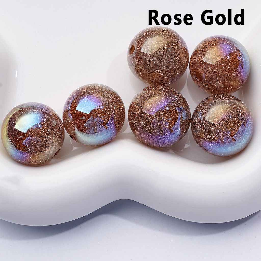 Multi-Color UV Coating Glitter Shiny Round Acrylic Beads, 20MM