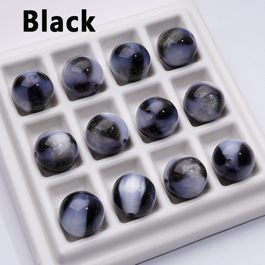 三面体キャットアイスタイルグリッターカラーチェンジラウンドアクリルビーズ、16MM