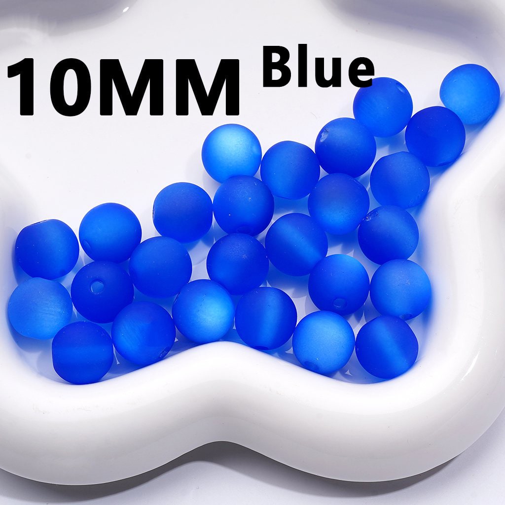 Multi-Color Cat Eye Style Frosted Matte Round Acrylic Beads, 10MM
