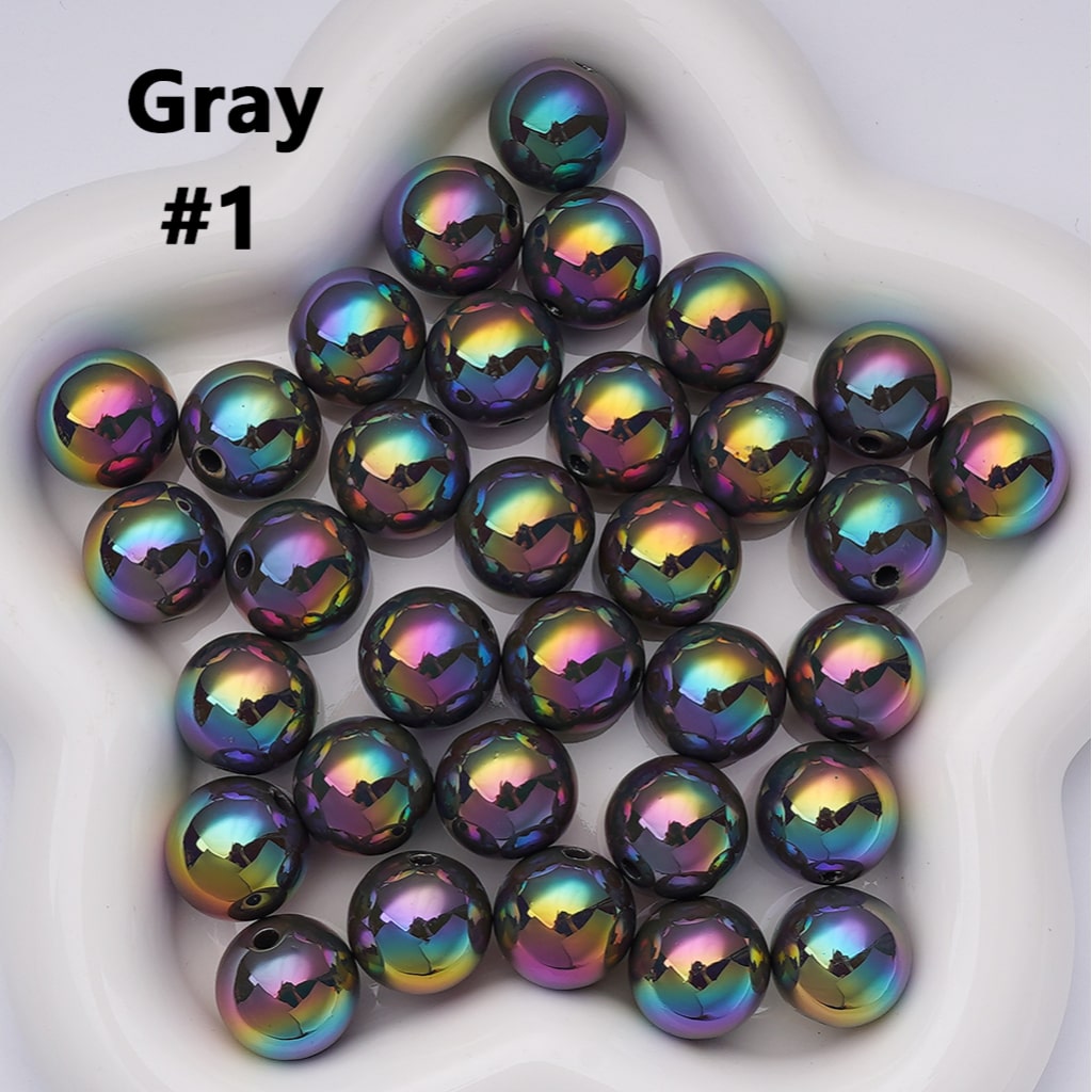 UV Coating Shiny Solid Color Round Acrylic Beads, 16MM