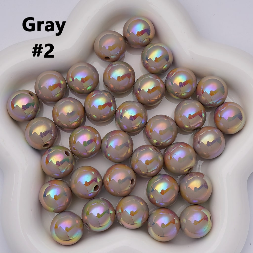 UV Coating Shiny Solid Color Round Acrylic Beads, 16MM