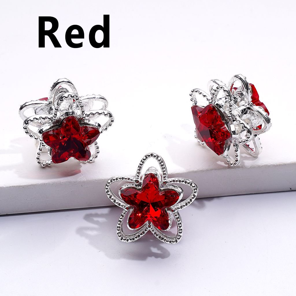 Exquisite Fancy Silver Alloy Five-petaled Flower Bead with Multi-Color Shiny Rhinestones, Around 19MM