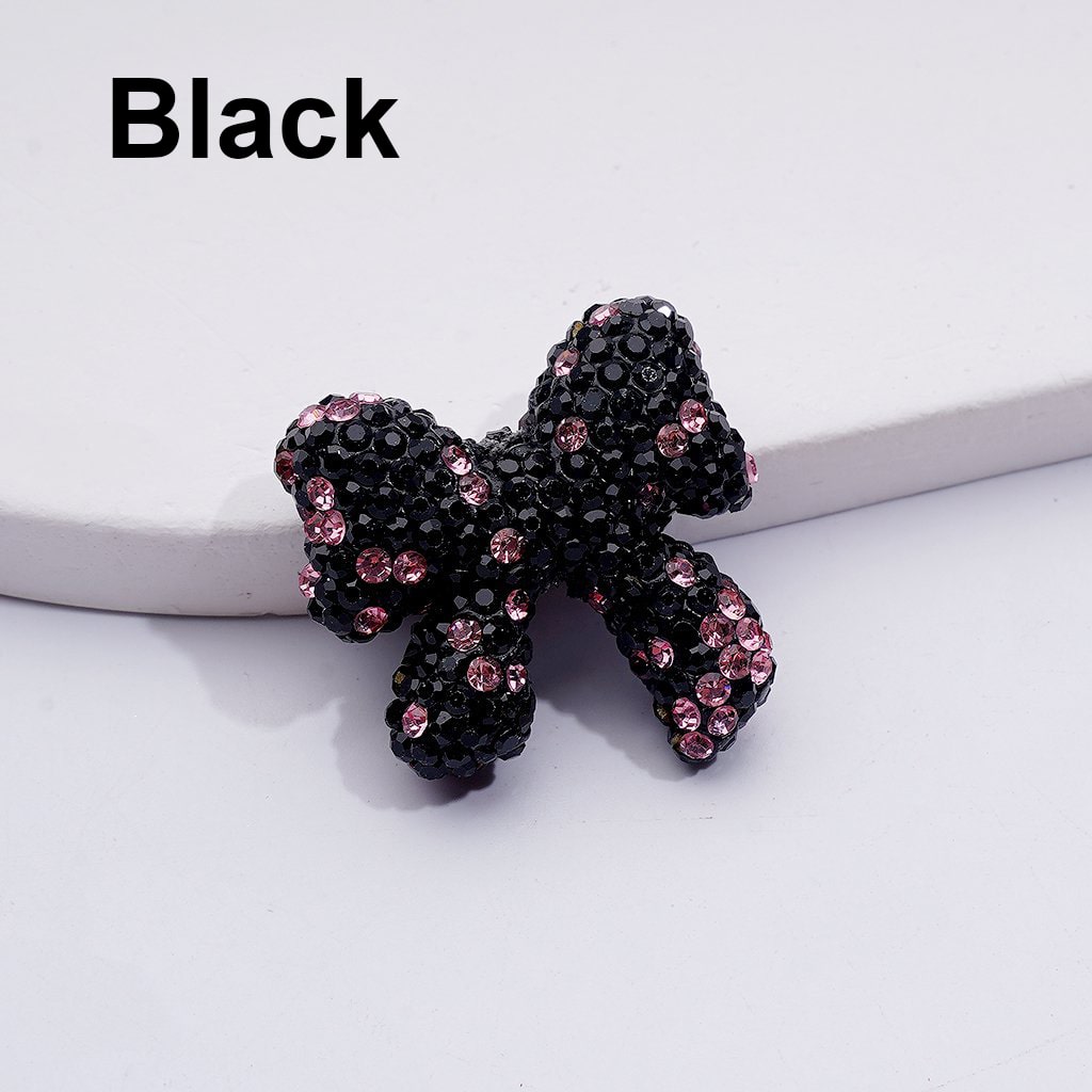 Multi-Color Cute Bowknot with AB Rhinestones Clay Beads, 24*26MM, Random Mix
