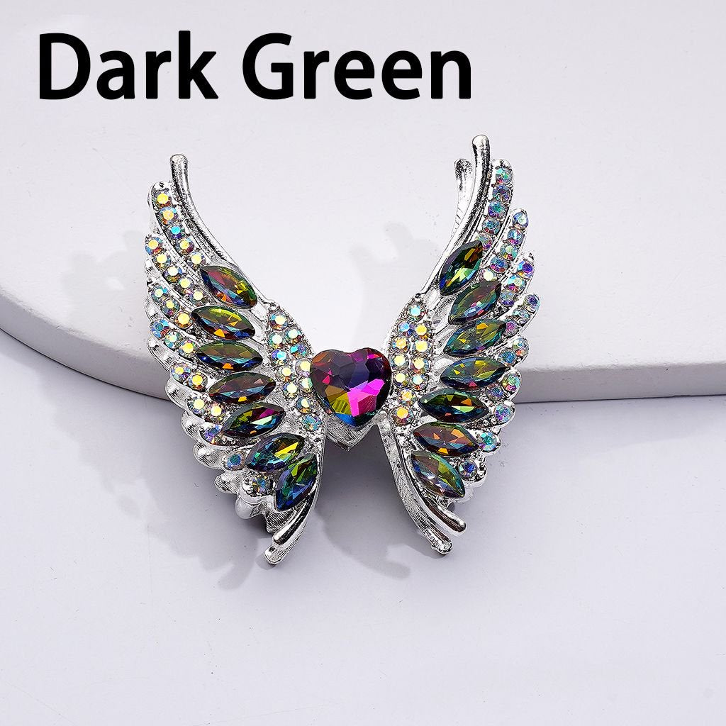 Exquisite Fancy Silver Alloy Angel's Wings Beads with Shiny Rhinestones, 46*50MM