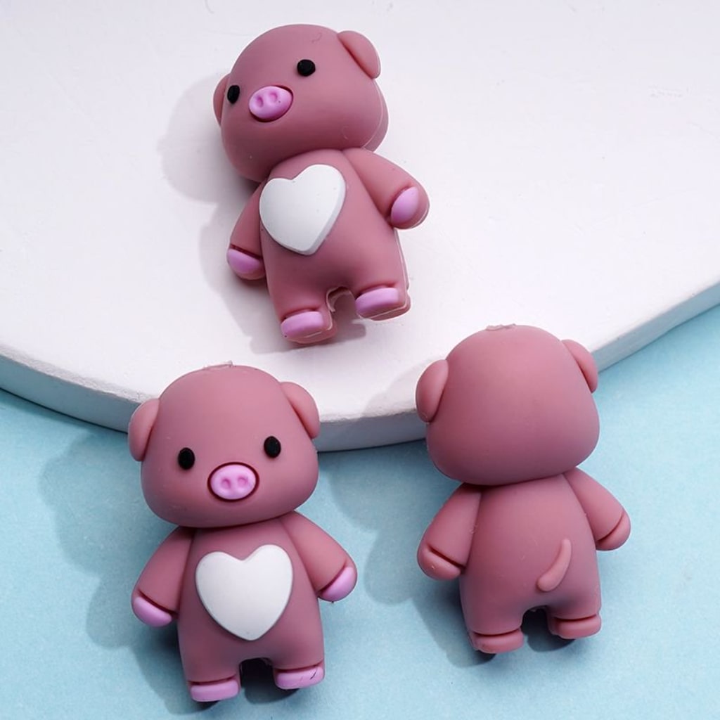 3Dキュートビビッドピグレットシリコンフォーカルビーズ