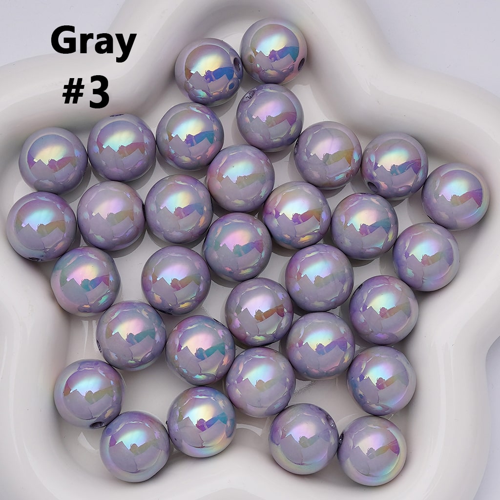 UV Coating Shiny Solid Color Round Acrylic Beads, 16MM