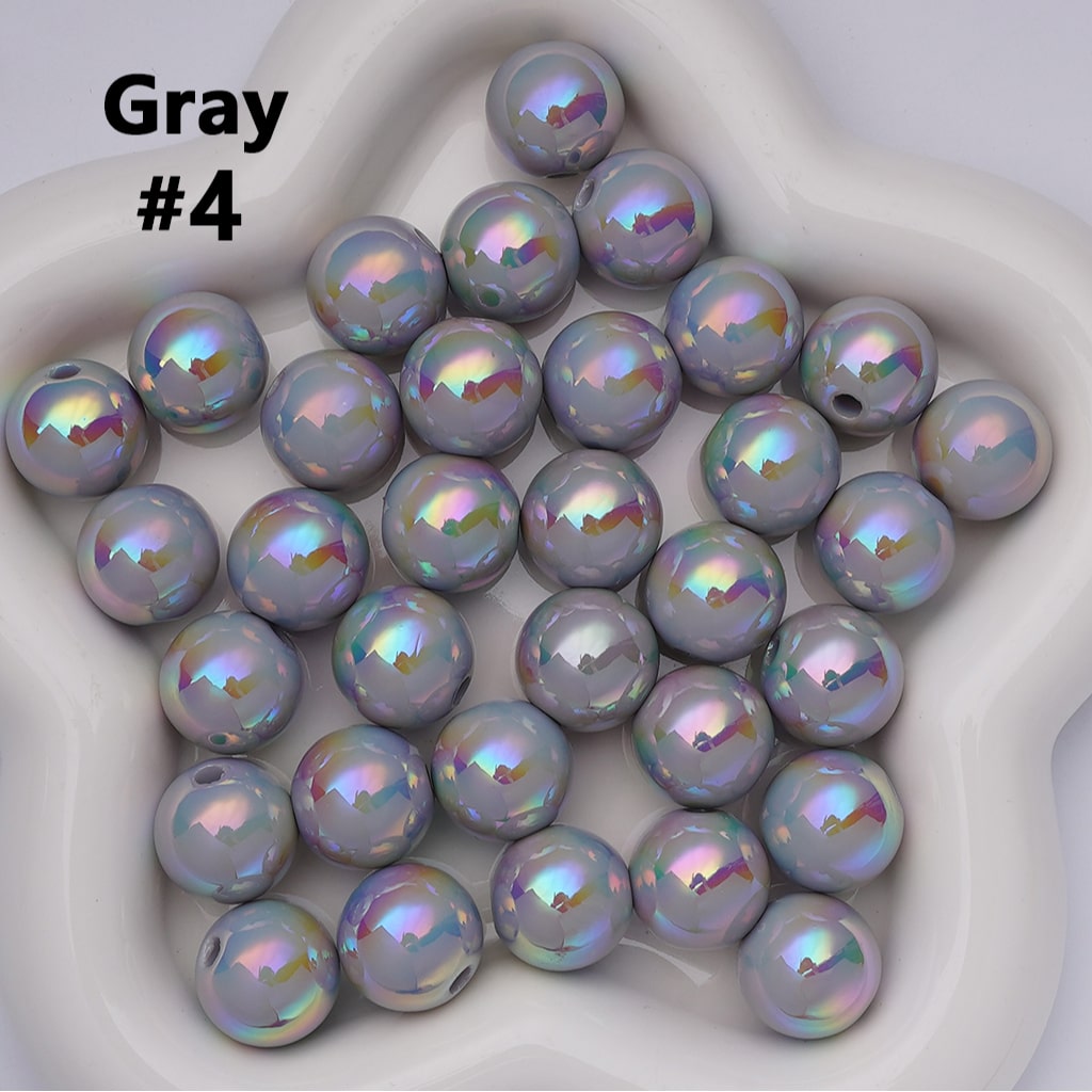 UV Coating Shiny Solid Color Round Acrylic Beads, 16MM