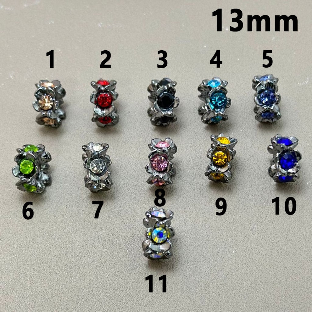 Gun Black Metal Beads Colorful Flower Exquisite Rhinestones Inside Spacer, 13MM, Please Read the Description