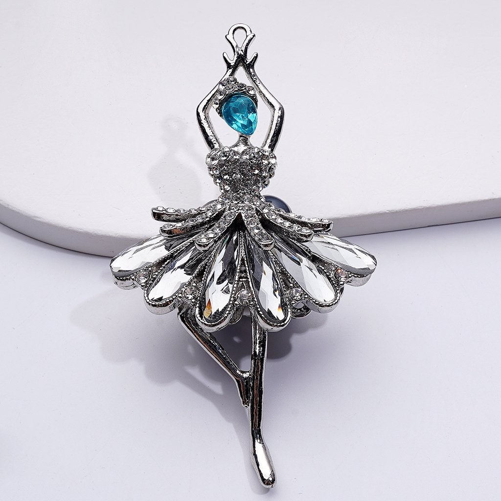 Exquisite Fancy Gold Silver Alloy Dancer Ballerina with Shiny Rhinestones Cute Hearts Butterflies Flowers Clay Beads, Around 86*48MM