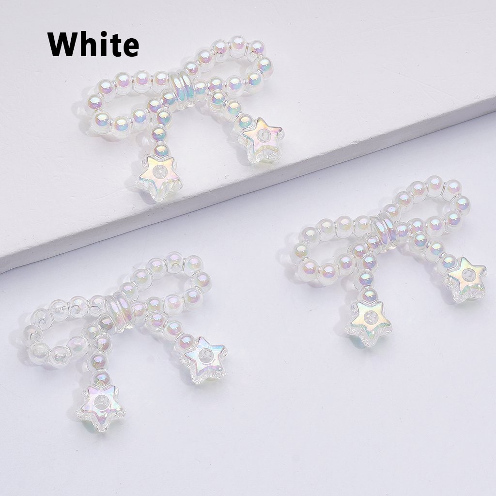 UV Coating Translucent Pearls Bowknots with Star Ring Acrylic Beads, Around 23*33MM