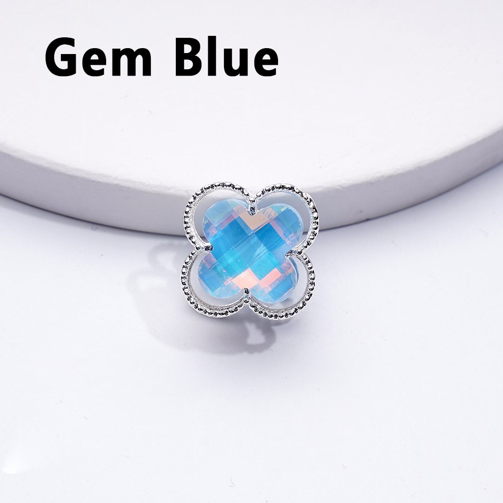 Delicate Fancy Silver Alloy Quatrefoil Flower Beads with Shiny Multi-Color Rhinestones, Around 16MM