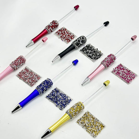 DIY Bling Bling Wraps Tapes with Clear Rhinestone Chain Multi-Color Cone Shape Rhinestones for Pen, Around 40*28MM, 84pcs in 1 Sheet, Please Read the Description