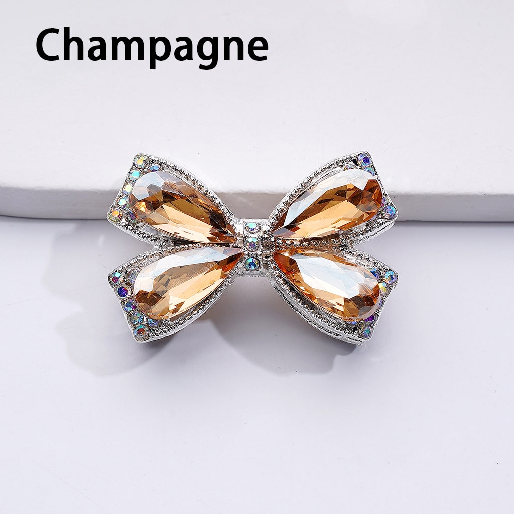 Exquisite Fancy Silver Alloy Bowknots Beads with Shiny Rhinestones, 24*38MM