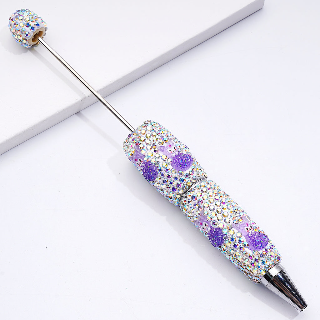 Cute Kurom with Purple Dress Sanri AB Rhinestones Beadable Clay Pens