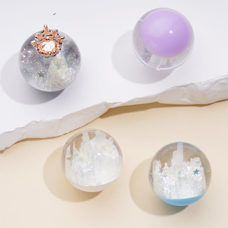 Large Bling Bling Clear Acrylic Round Ball with Half-Through Hole Gold White Cloud Inside for Pendant, 25MM
