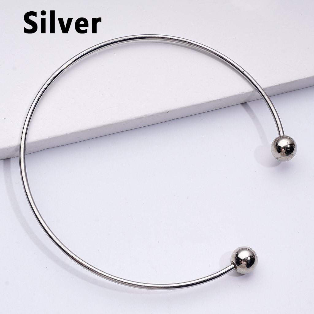 Large DIY Beadable Metal Bracelet with Rose-Gold Silver Gold Gun-Gray Black Round Balls