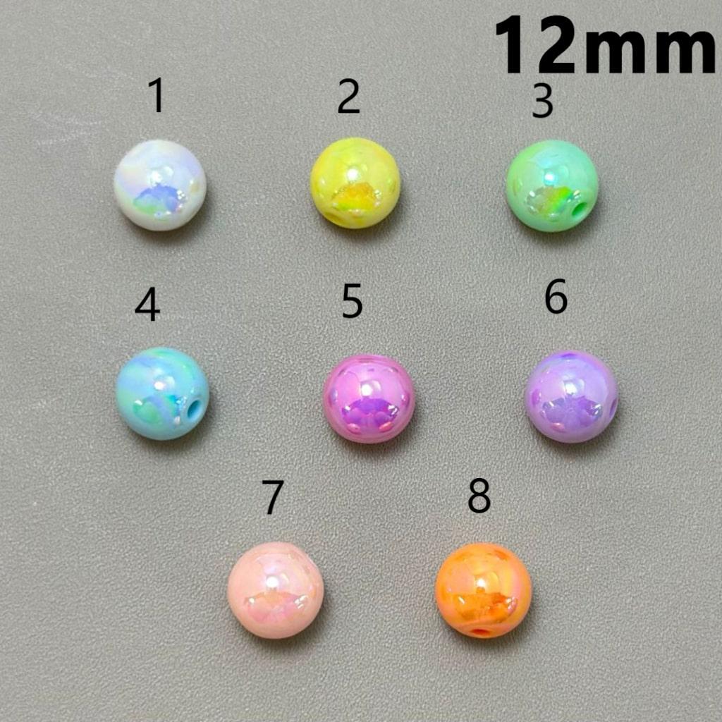 Bling Bling ABコーティング キャンディカラー ラウンドアクリルビーズ 12MM 説明をお読みください