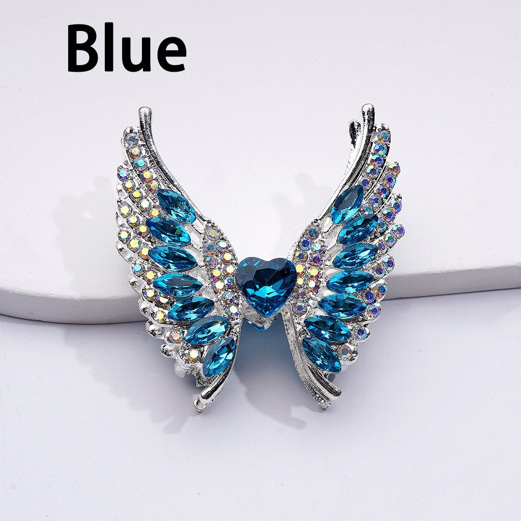 Exquisite Fancy Silver Alloy Angel's Wings Beads with Shiny Rhinestones, 46*50MM