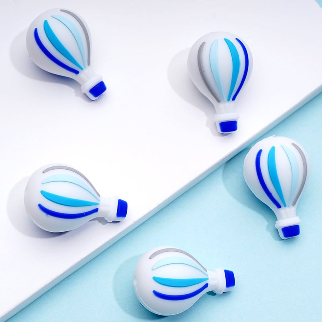 3D Mini Cute Colorful Stripes Hot Air Balloons Silicone Focal Beads