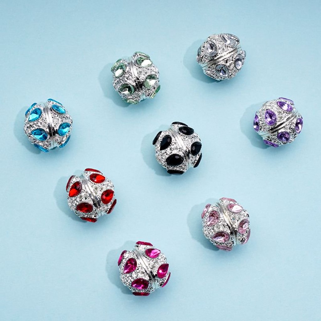 Exquisite Silver Alloy Hollow Ball with Colorful Rhinestones Beads, Around 16MM