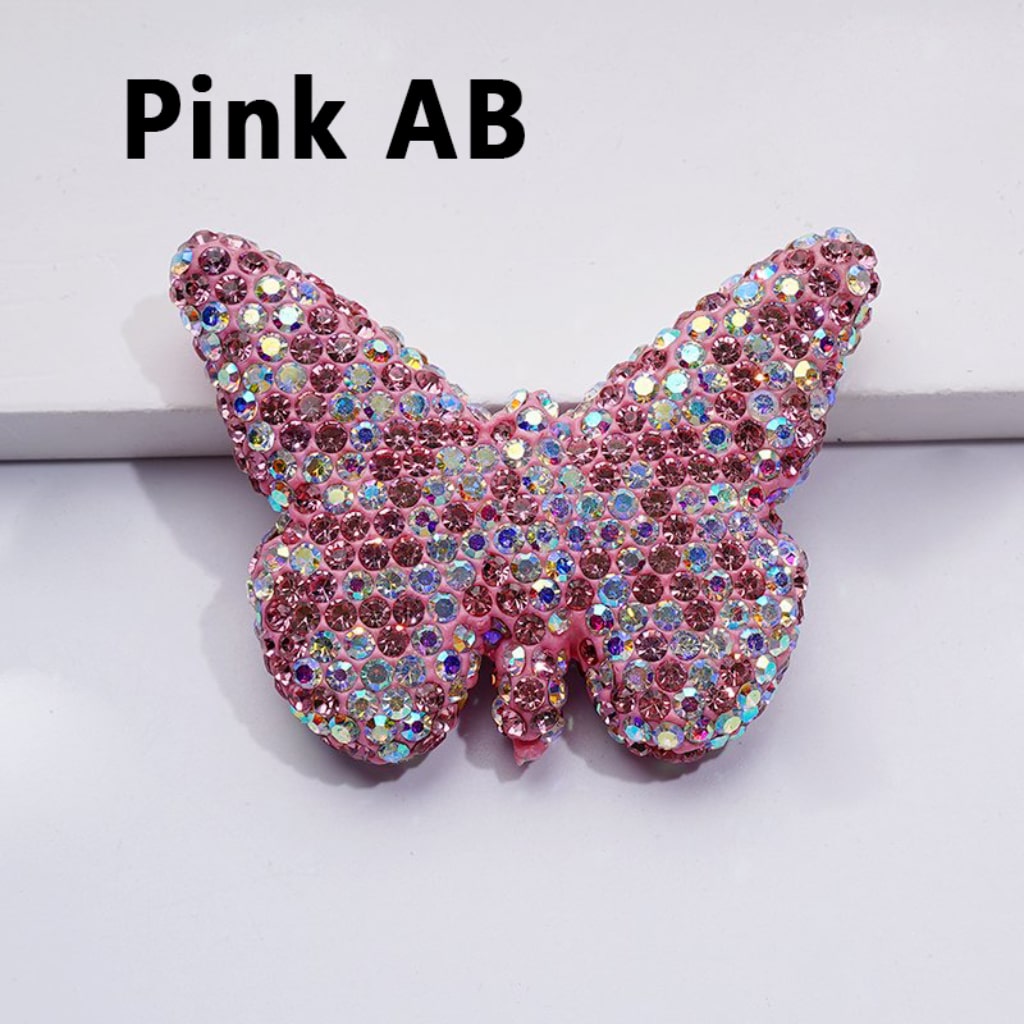 Exquisite Multi-Color Butterfly Clay Beads with Shiny Rhinestones, 54*41MM
