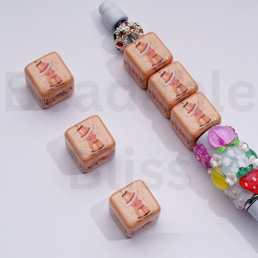 We are Twinkl Twinkl Series Little Cute Man Pop Mar Cube Square Acrylic Beads, Around 14MM