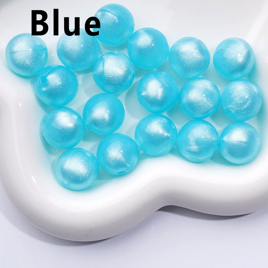 Glossy Shiny Glitter Multi-Color Round Acrylic Beads, 16MM