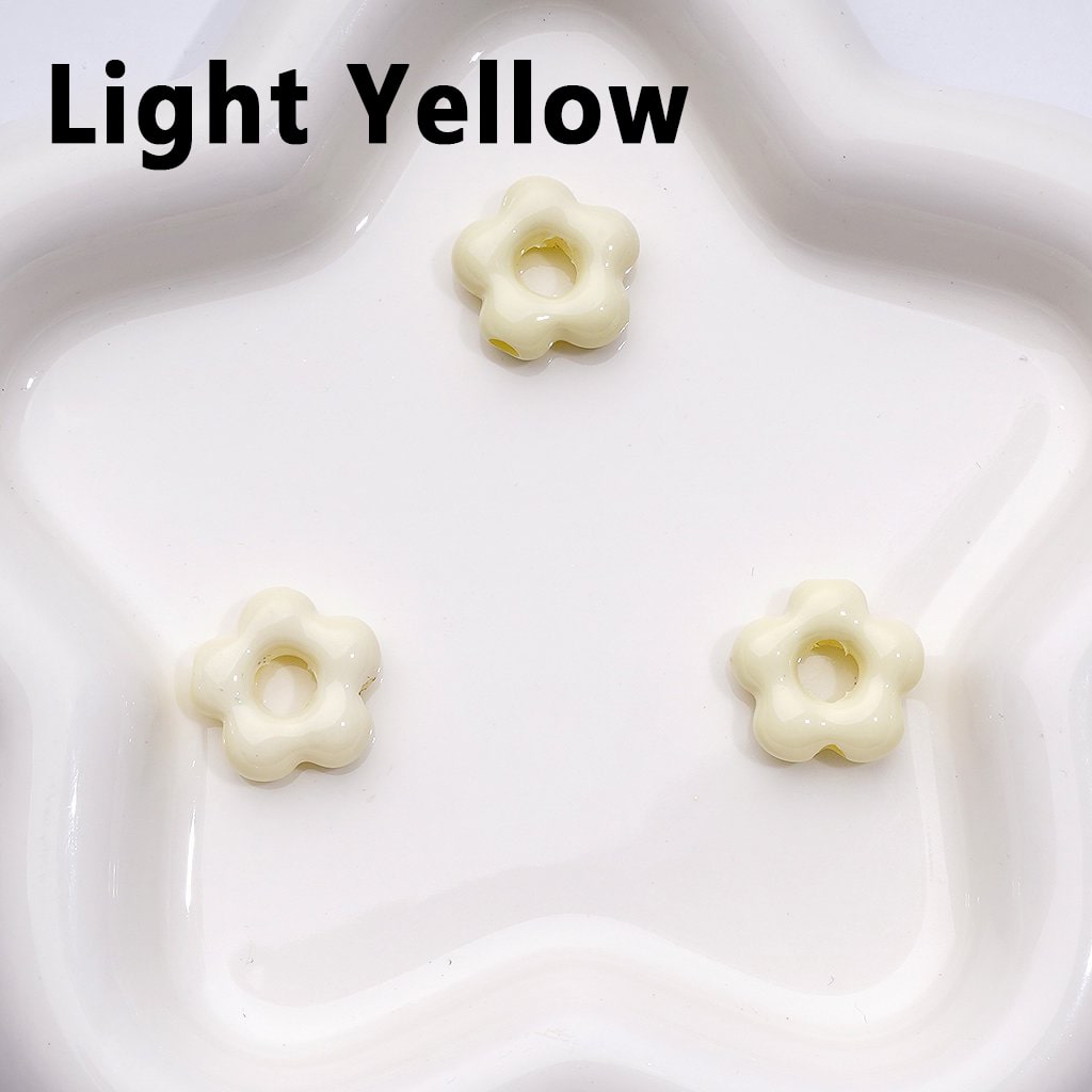 Solid Color Mini Cute Flowers with Large Hole Acrylic Beads, Around 20MM