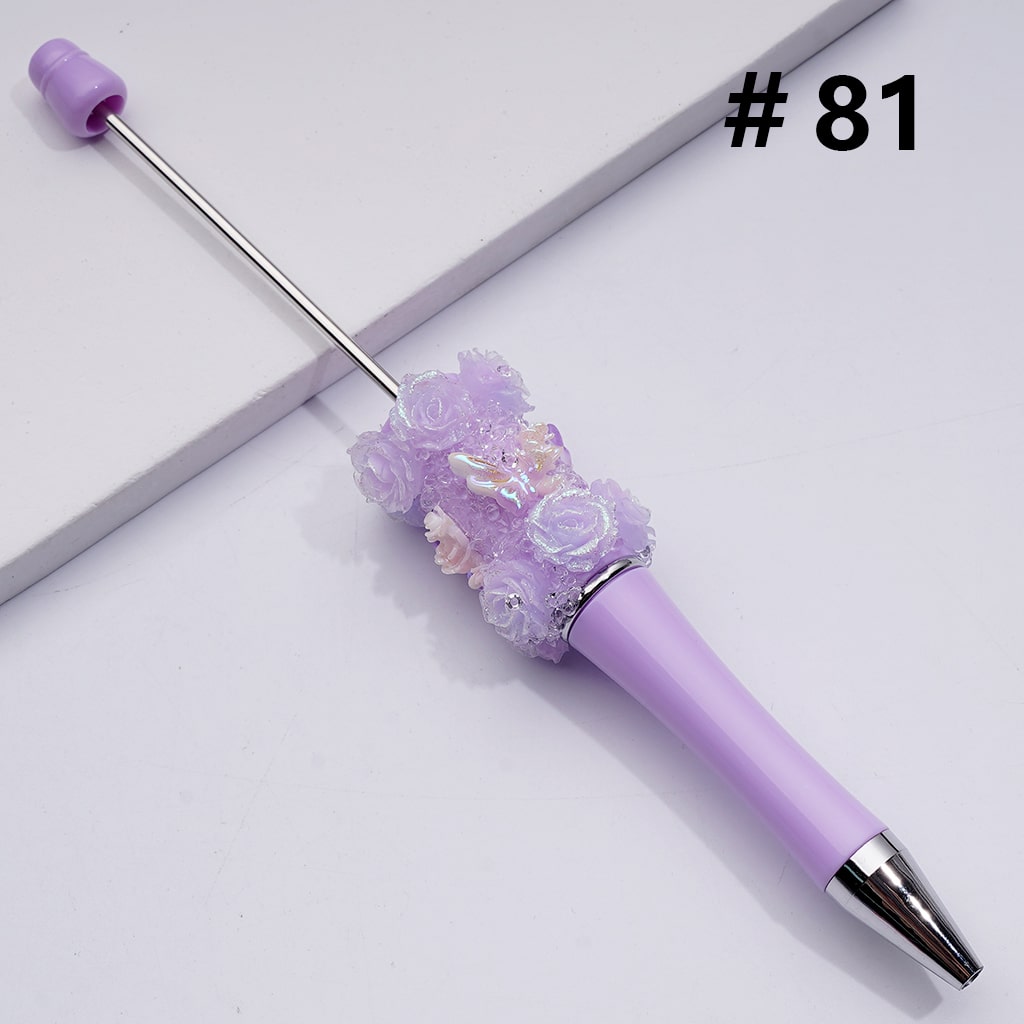 Glitter Shiny Flowers Butterflies Clear Sugar Beadable Pens