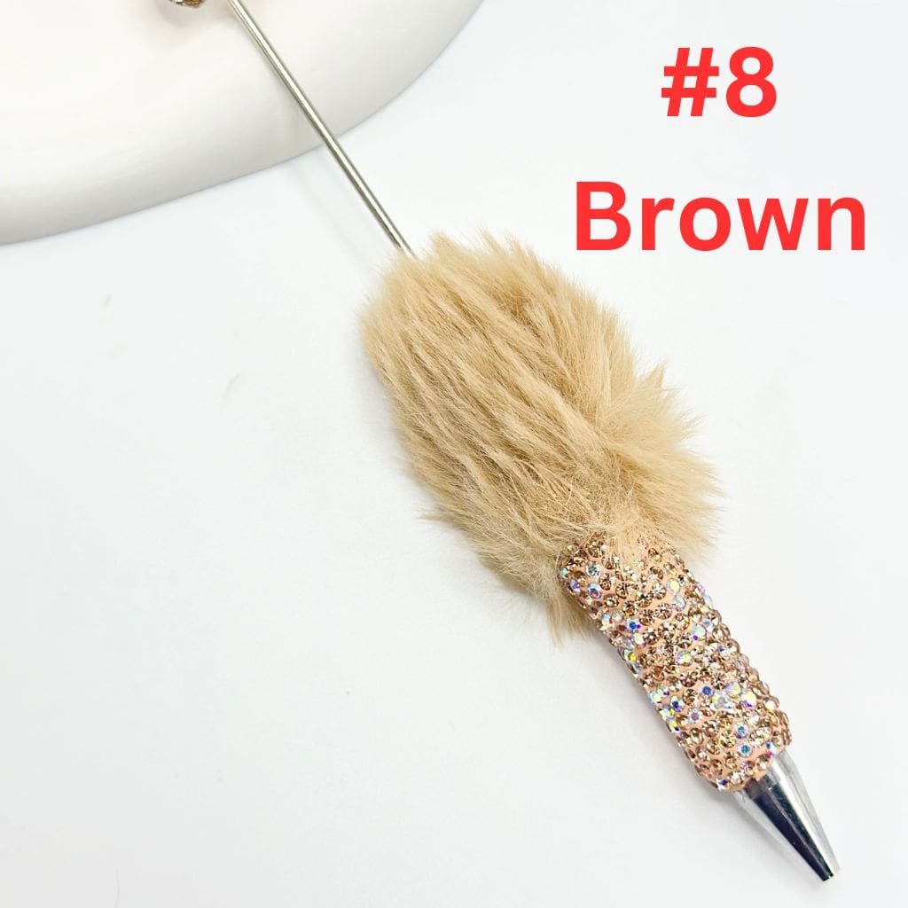 Pom Pom Beadable Pens with Clay Rhinestones Covered the Entire Pen