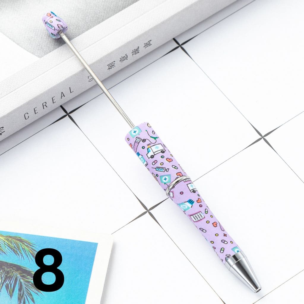 Beadable Pens for Nurses Doctor Print Beaded Pens with Healthcare Design Random Mix